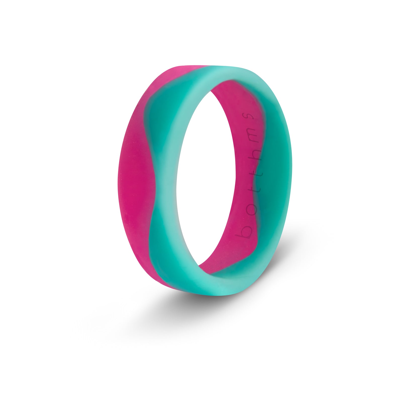 botthms Ladies Flow Pink Green Silicone Ring