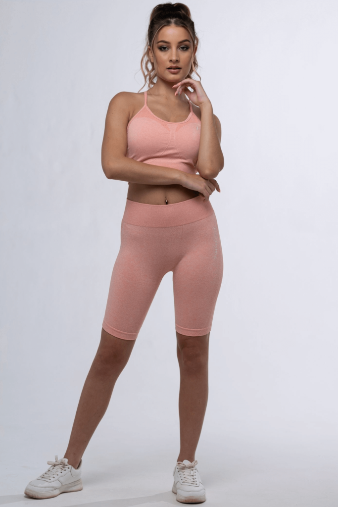 female athlete wearing botthms active wear